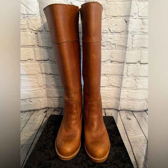 Handcrafted NWOB Women’s Lt Brown Knee High Leather Wide Calf Boots. Size 7. BR - Picture 2 of 10